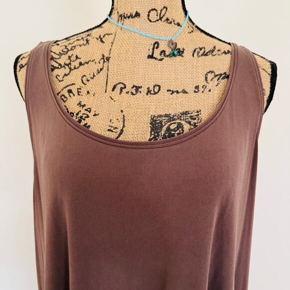 Eileen Fisher Silk Brown Scoop Neck Minimalist Loose Fit Sleeveless Tank Top XL - Picture 3 of 7